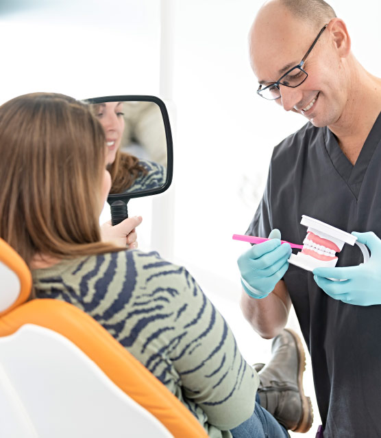 Dentist Demonstrating Brushing Teeth