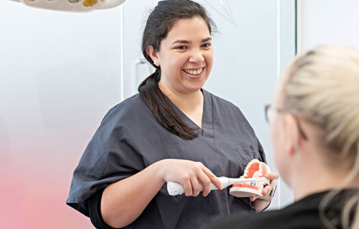A dentist explaining how have better dental health